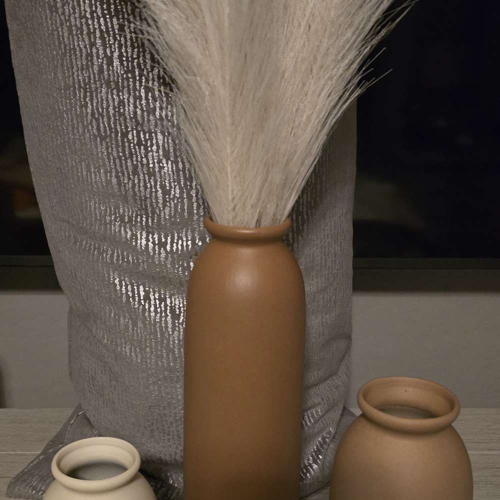 Stylish Neutral Vase Trio Pampas - Picture 3 of 5